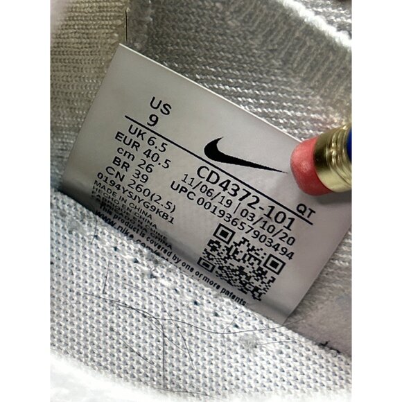 Nike React Infinity Run Flyknit True White Womens Running Shoes Size 9 - Picture 8 of 10